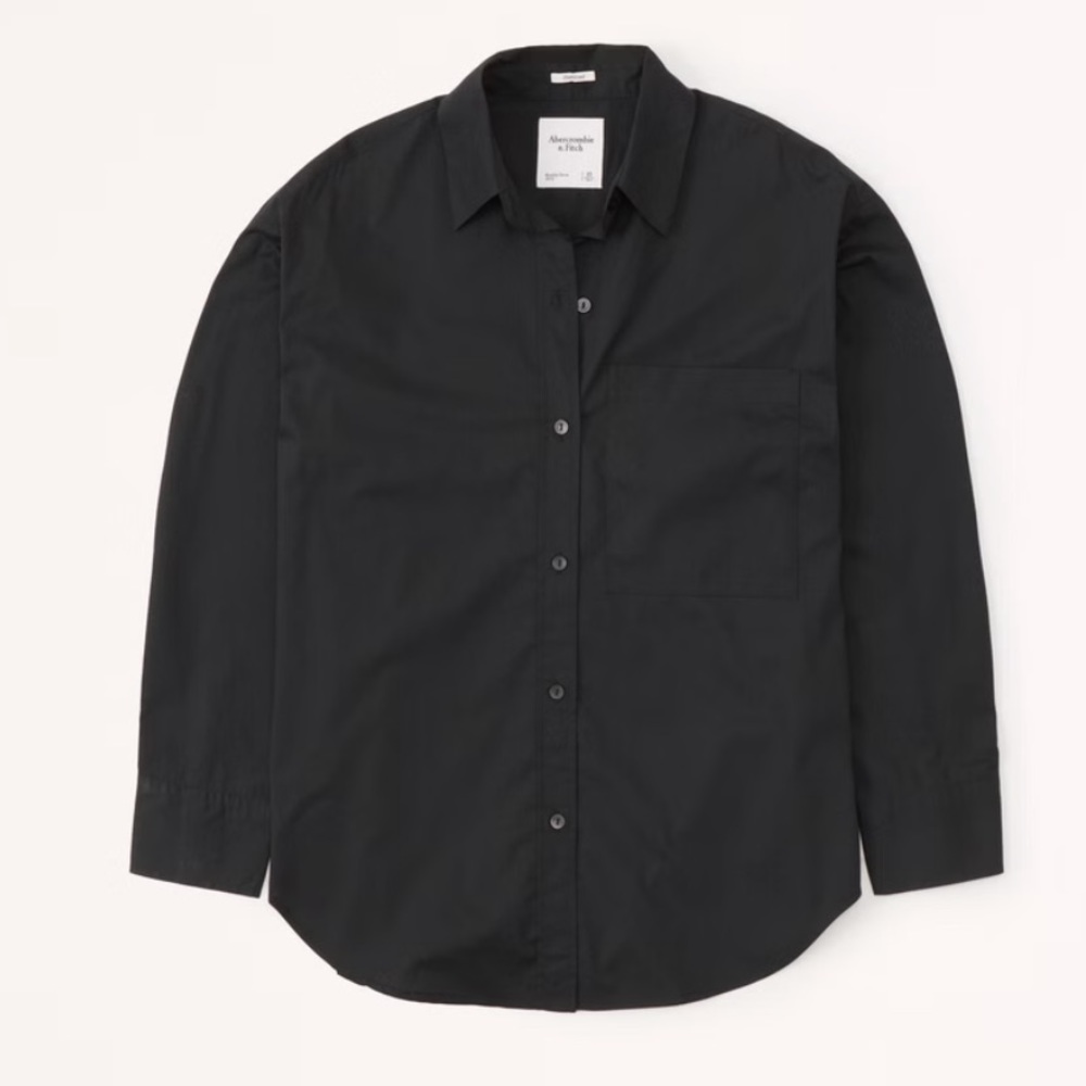 Oversized Poplin Button-Up Shirt Sz Medium